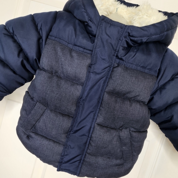 George Winter Coat Puffer Jacket Navy Blue Sherpa Lined Kids Baby Size 12-18M - Picture 7 of 15